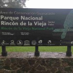 Sign for Rincón de la Vieja National Park with an illustration of a bird.